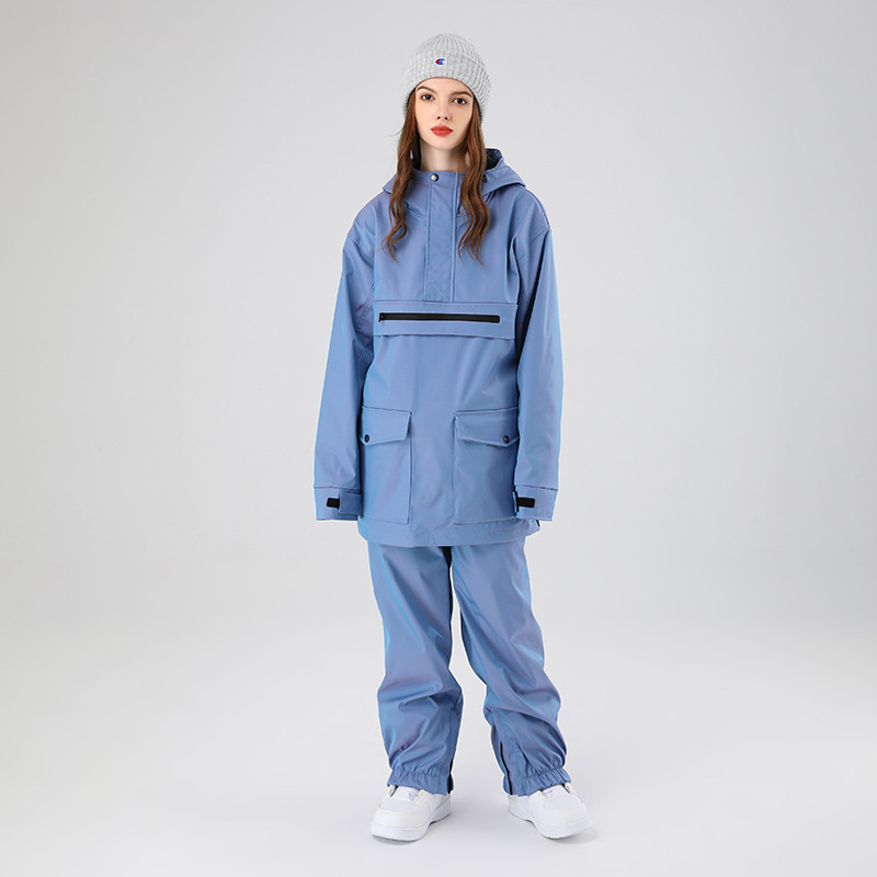 Dazzling Reflective workwear ski suit men and women models outdoor windproof waterproof ski clothing pants
