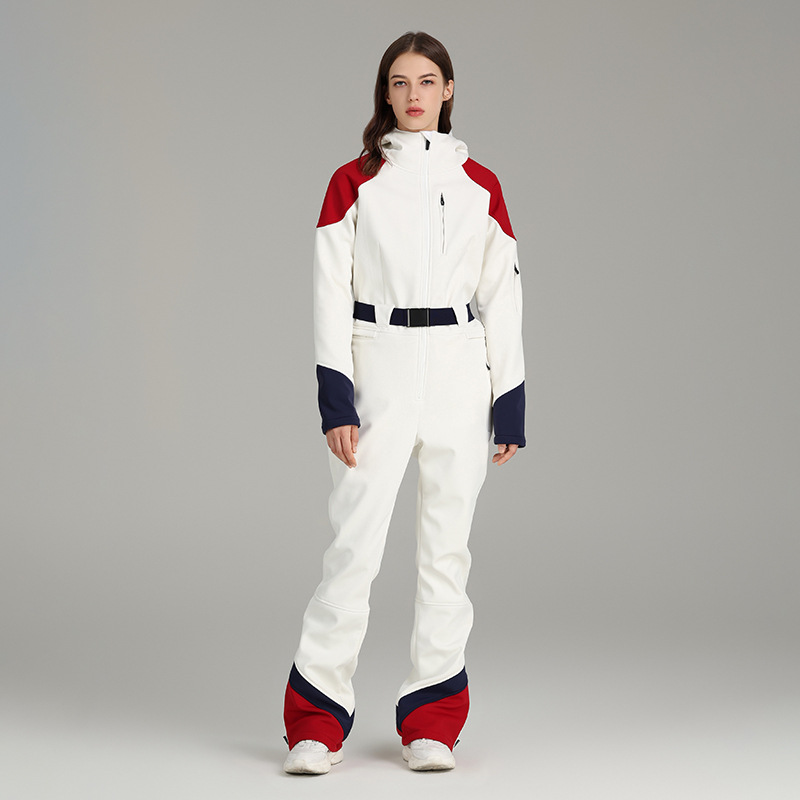 Single and double board high elasticity slim one-piece ski suit female outdoor waterproof winter warm ski suit suit